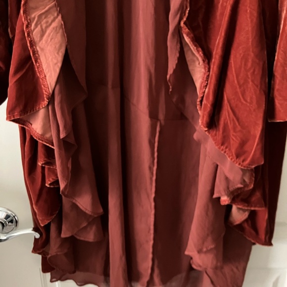Free People Orange Red Velvet Duster Jacket - Picture 4 of 7